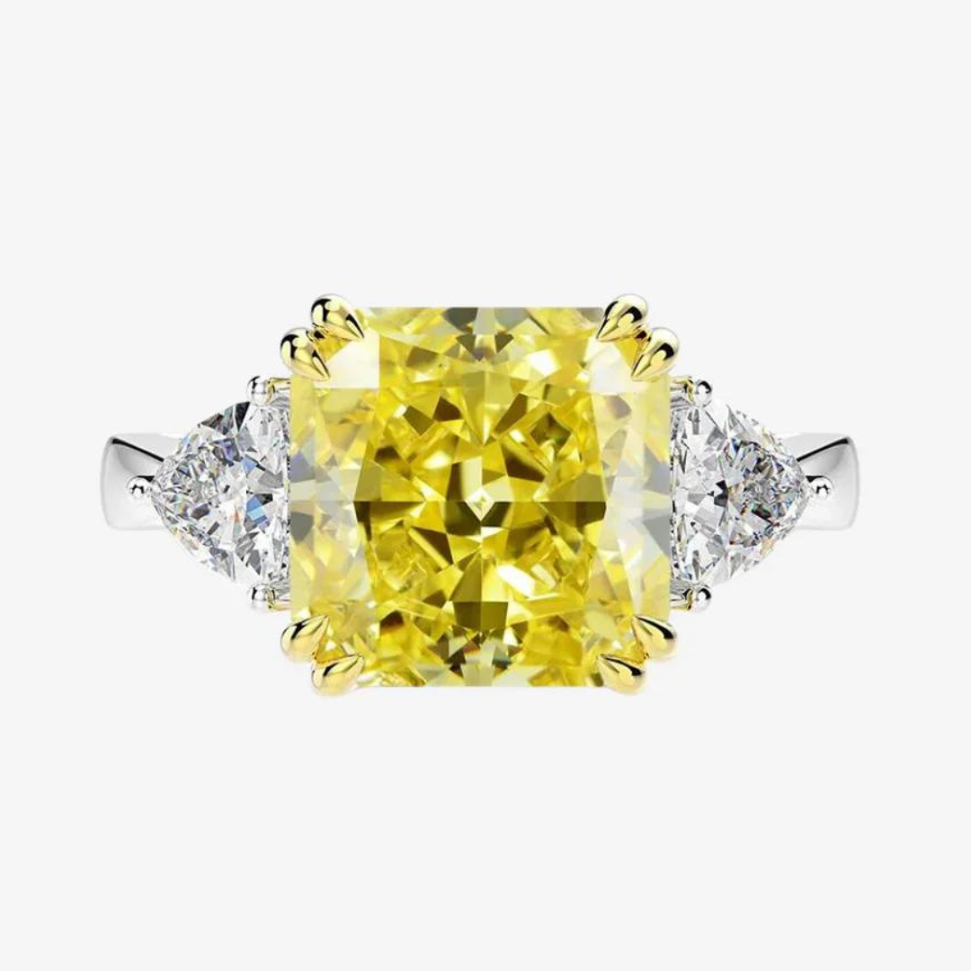 9.52 Carat, Fancy Yellow, Princess Cut, Cocktail Ring