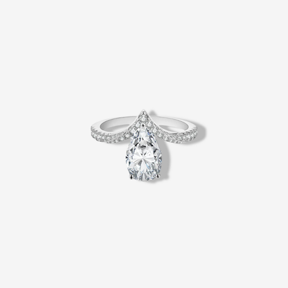 Pear Shape Engagement Ring, 3 Carats, Sterling Silver