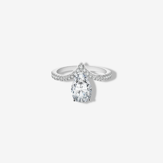 Pear Shape Engagement Ring, 3 Carats, Sterling Silver