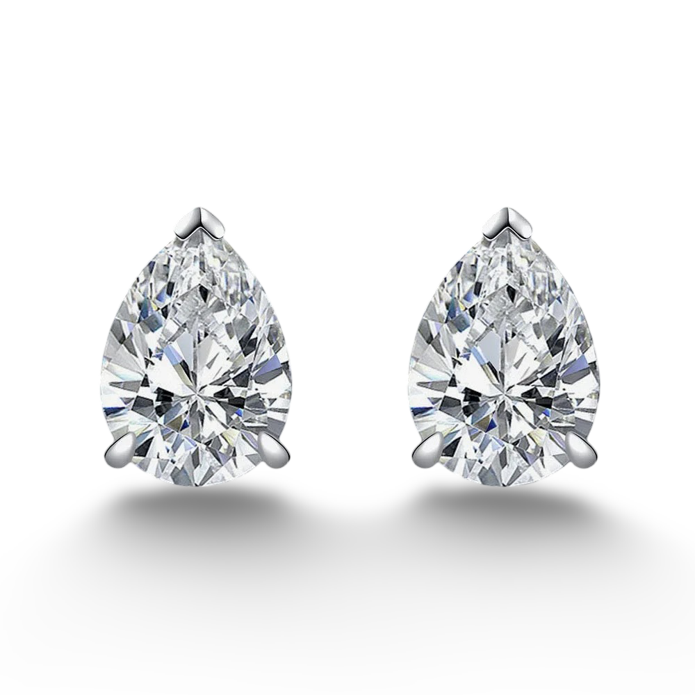 2 Carat Pear Shape Diamond Bridal Studs Sterling Silver