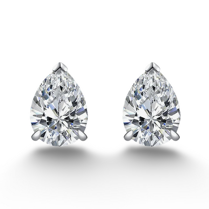 2 Carat Pear Shape Diamond Bridal Studs Sterling Silver