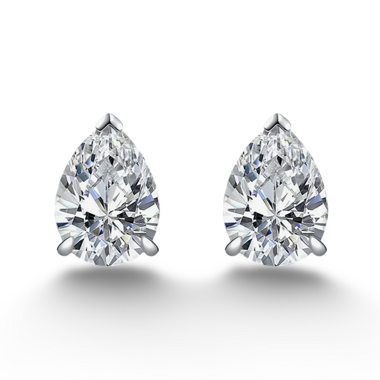 2 Carat Pear Shape Diamond Bridal Studs Sterling Silver