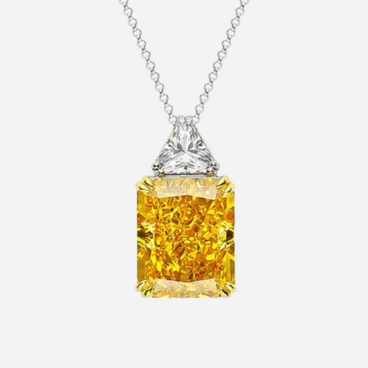 Fancy Yellow, Radiant Cut, Pendant Necklace, 14 Carat Margalit Rings | Diamond Simulant Engagement Rings & Cocktail Rings