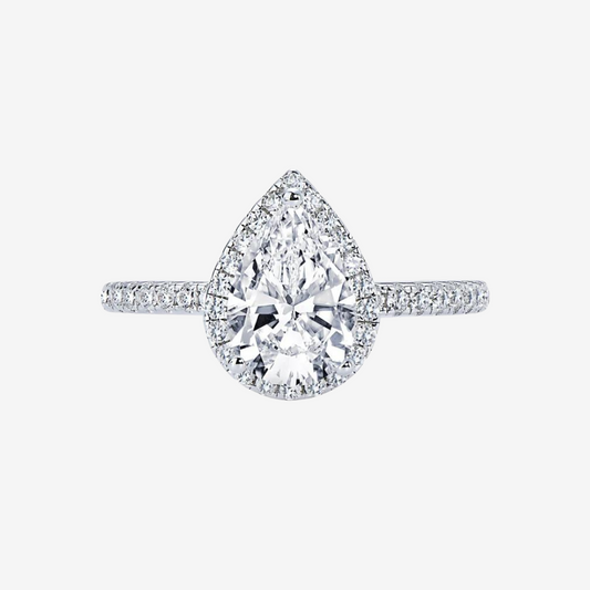 Pear Shape Halo Engagement Ring, 2 Carats