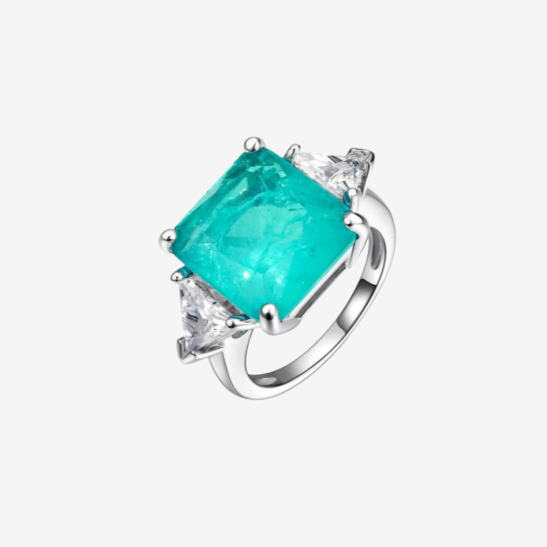 Brazilian Paraiba, 3 Carat, Tourmaline & Diamond, Gemstone Ring