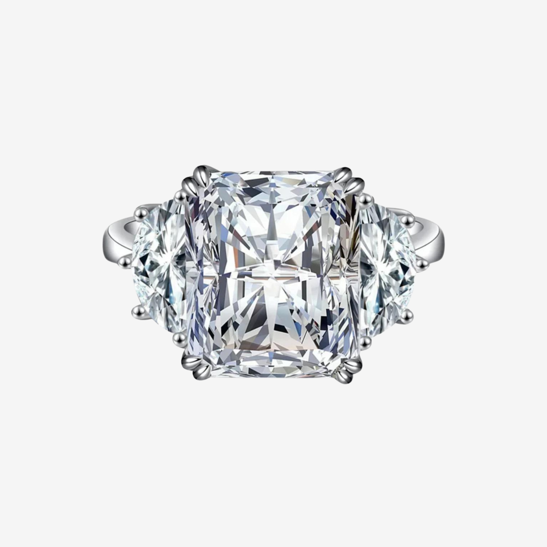 Radiant Cut Engagement Ring, 9 Carats, Sterling Silver