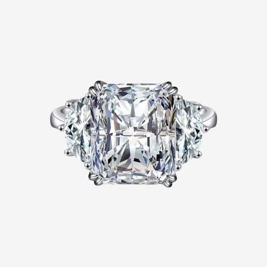 Radiant Cut Engagement Ring, 9 Carats, Sterling Silver