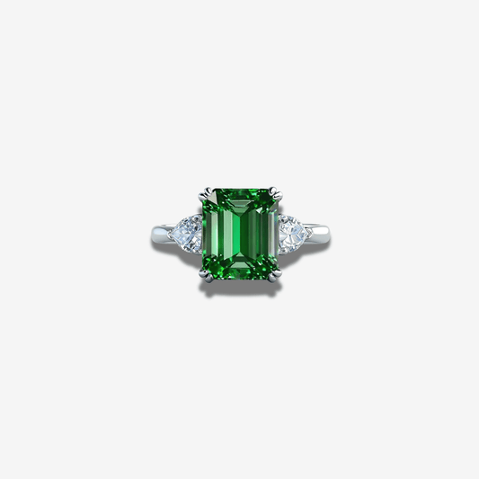 3.5 Carat, Colombian Emerald & Diamond Ring, Emerald Cut - MargalitRings
