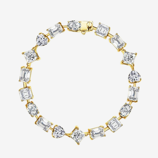 Multi Cut Diamond Wedding Bracelet, Yellow Gold