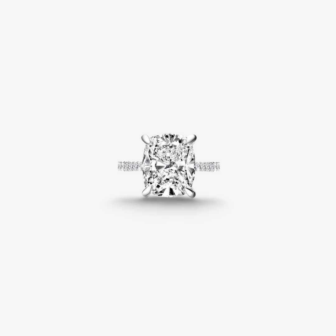 Cushion Cut Engagement Ring, 6 Carats, Sterling Silver