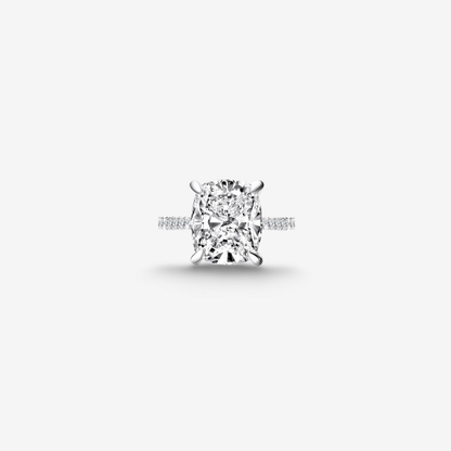 Cushion Cut Engagement Ring, 6 Carats, Sterling Silver