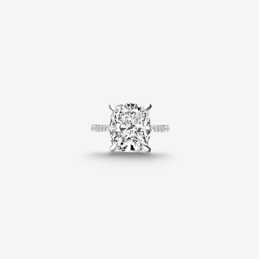 Cushion Cut Engagement Ring, 6 Carats, Sterling Silver