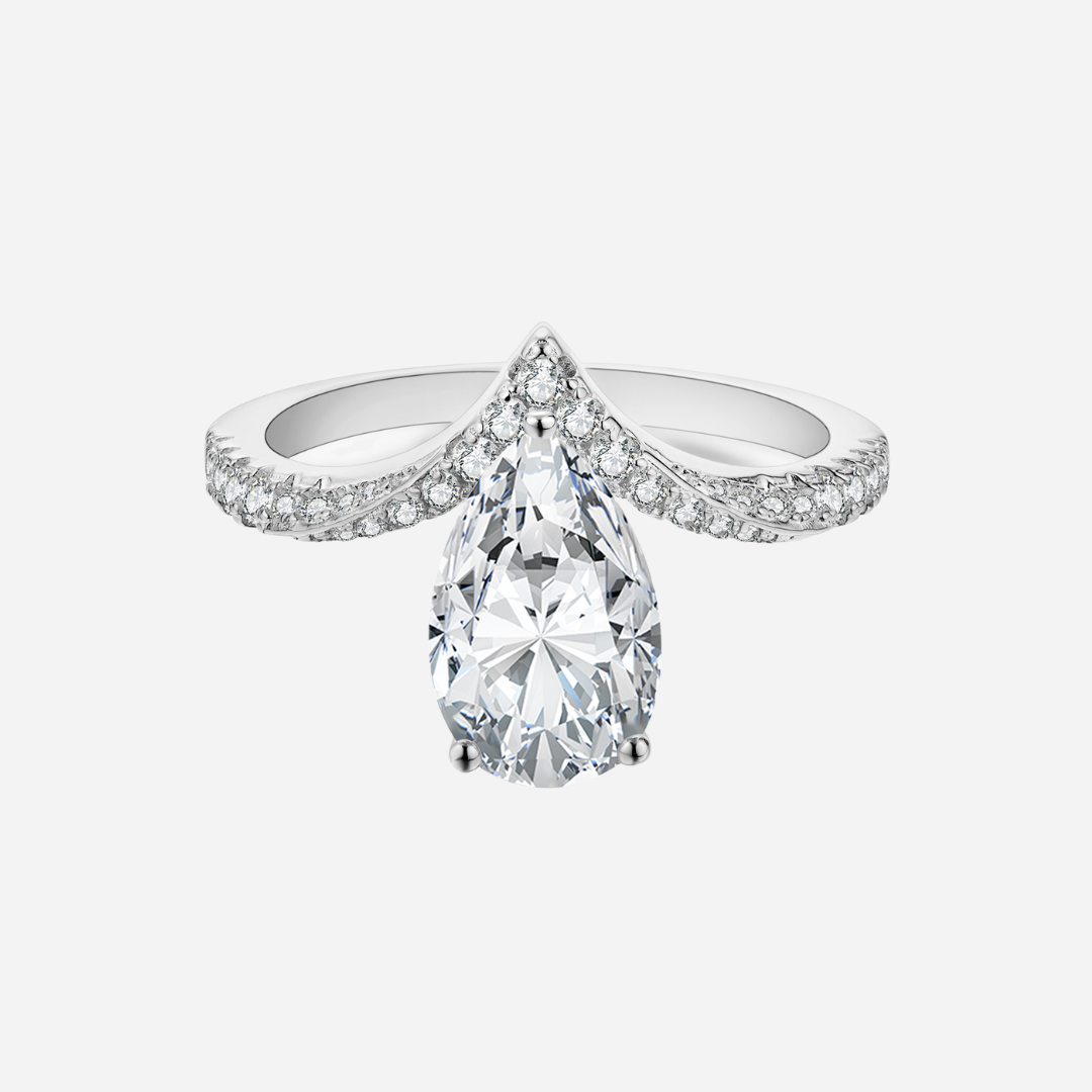 3 Carat Pear Shape Engagement Ring - Margalit Rings sterling silver