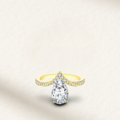 3 Carat Pear Shape Engagement Ring Yellow Gold Teardrop Ring