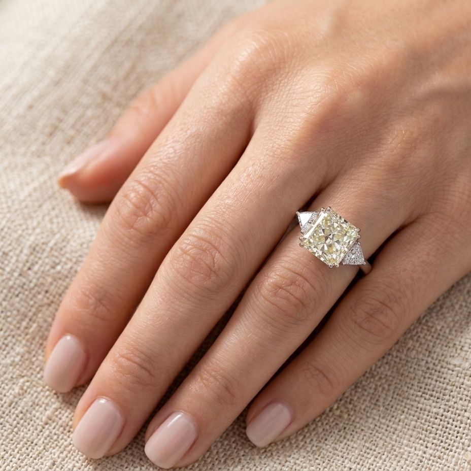 3 Carat, Light Yellow Princess Cut, Cocktail Ring
