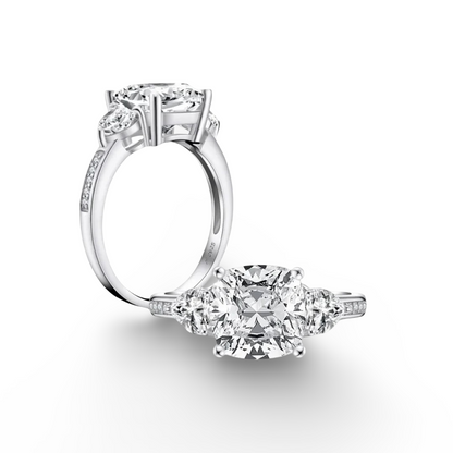 Cushion Cut Engagement Ring, 5 Carats, Demi Channel Set