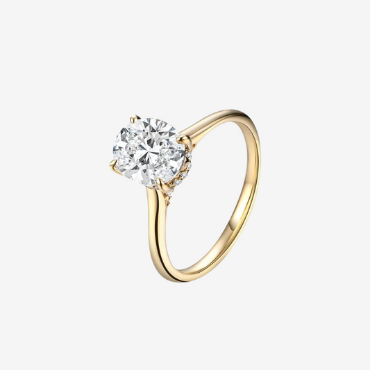 Oval Cut Engagement Ring, 2 Carats, 14k Yellow Gold