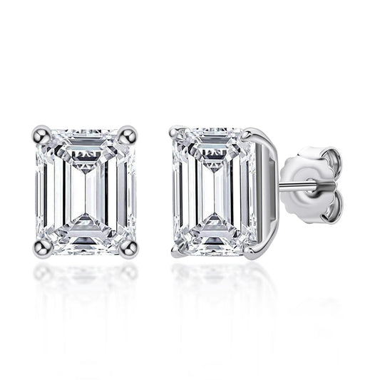 Our timeless, Emerald Cutsterling silver emerald cut studs are an elegant option for bridal jewellery or a special anniversary gift!&nbsp;