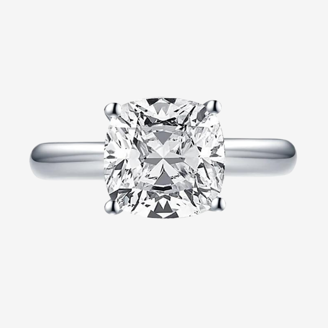 Cushion Cut Engagement Ring, 3 Carats, Sterling Silver