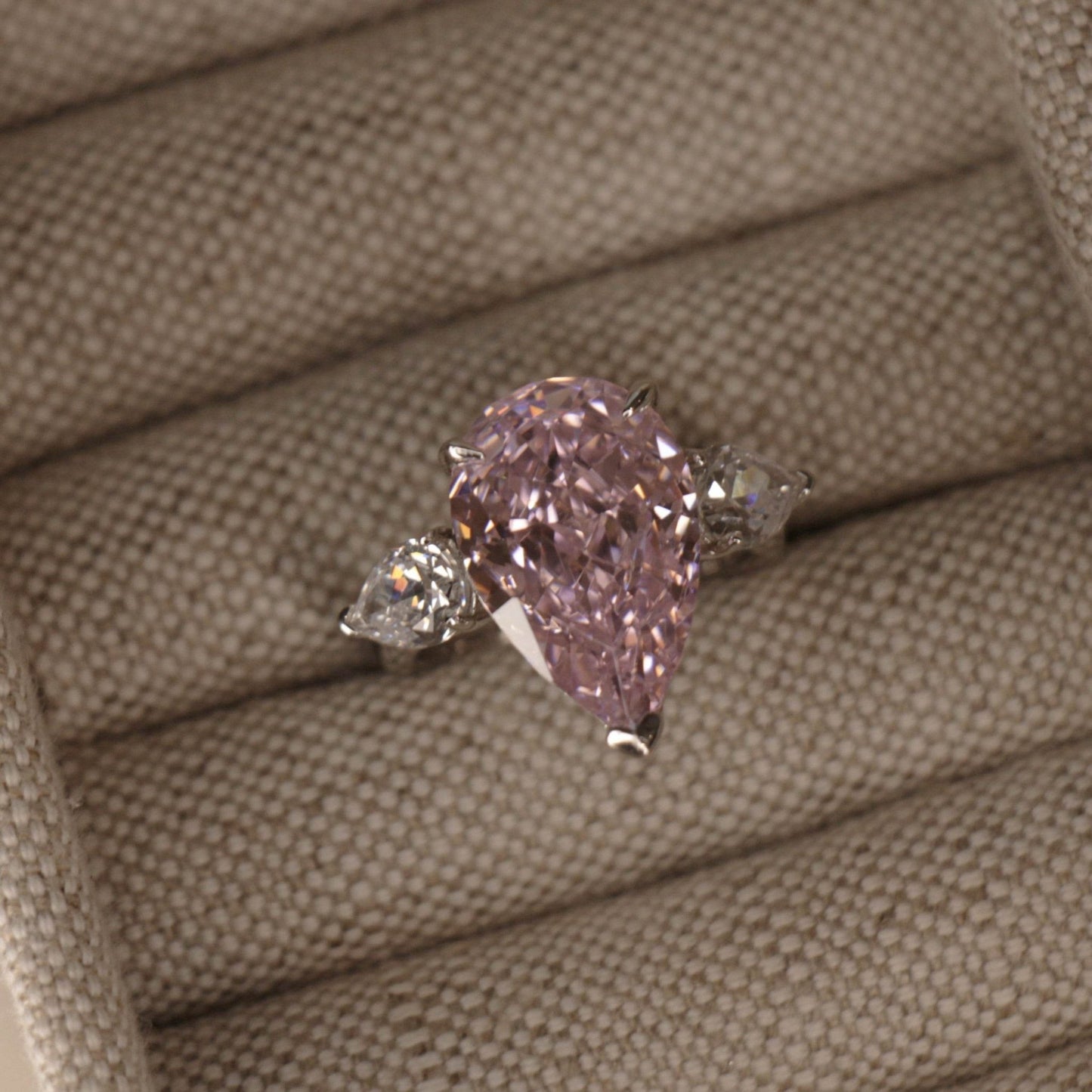 8 Carat, Anna Kournikova, Fancy Pink, Pear Shape Cocktail Ring - MargalitRings