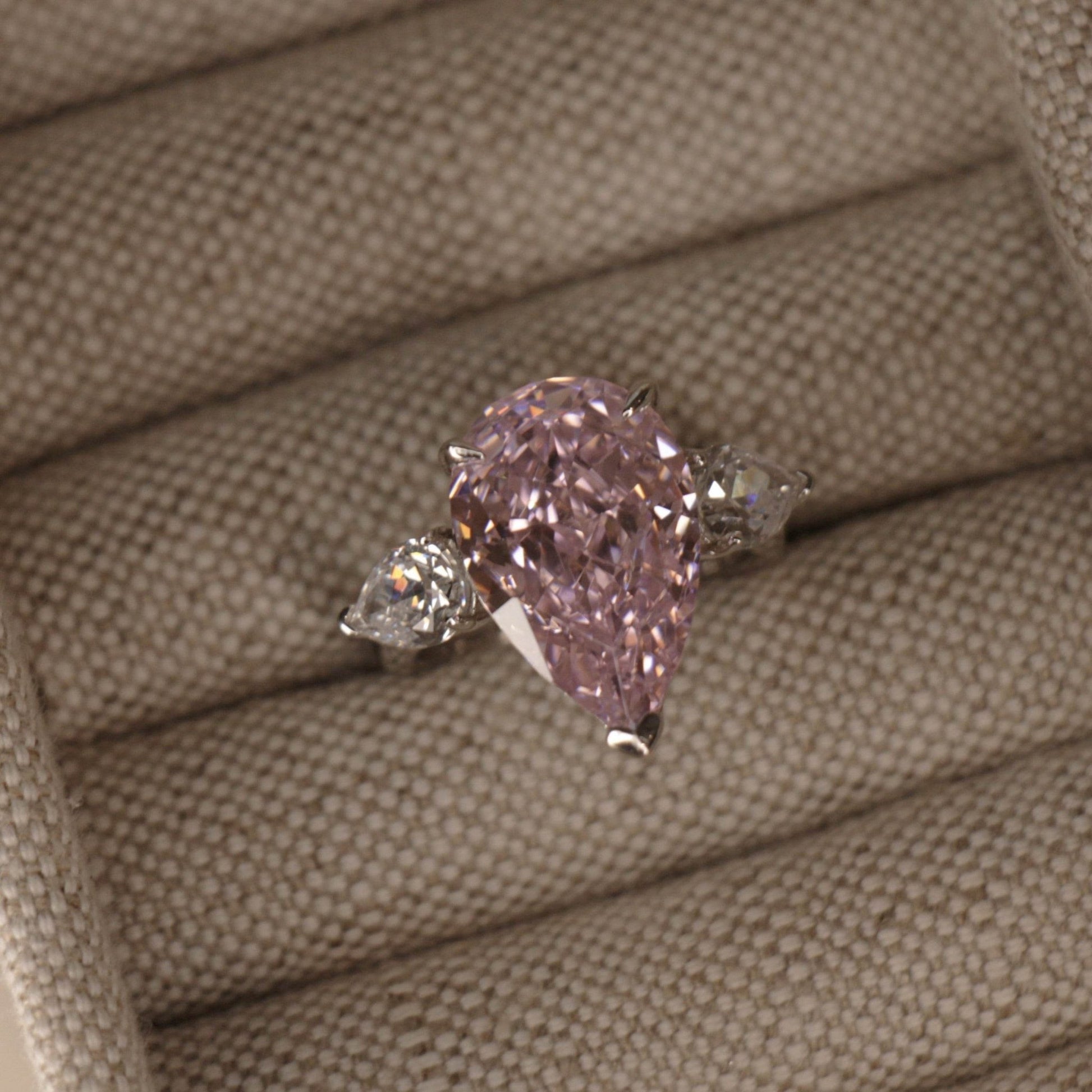 8 Carat, Anna Kournikova, Fancy Pink, Pear Shape Cocktail Ring - MargalitRings