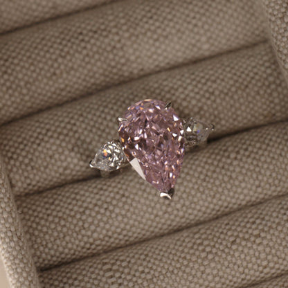 8 Carat, Anna Kournikova, Fancy Pink, Pear Shape Cocktail Ring - MargalitRings