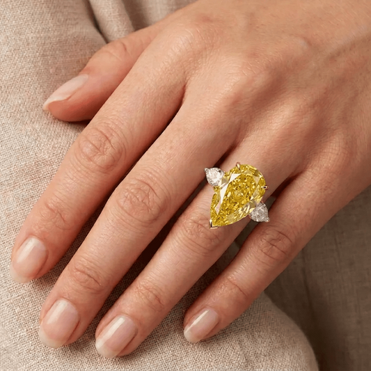 8 Carat, Anna Kournikova, Fancy Yellow, Pear Shape Cocktail Ring - MargalitRings