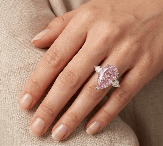 8 Carat, Anna Kournikova, Fancy Pink, Pear Shape Cocktail Ring - MargalitRings