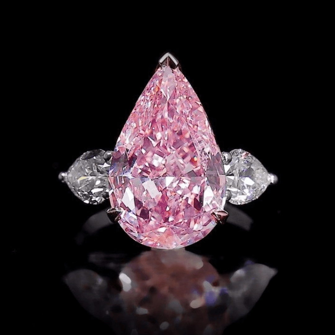 8 Carat, Anna Kournikova, Fancy Pink, Pear Shape Cocktail Ring - MargalitRings