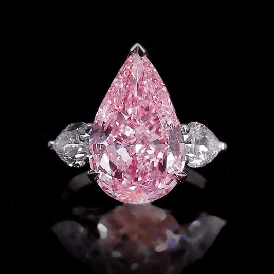 8 Carat, Anna Kournikova, Fancy Pink, Pear Shape Cocktail Ring - MargalitRings