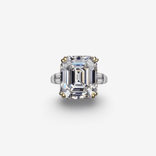 9.52 Carat, Colourless, Asscher Cut Cocktail Ring - MargalitRings