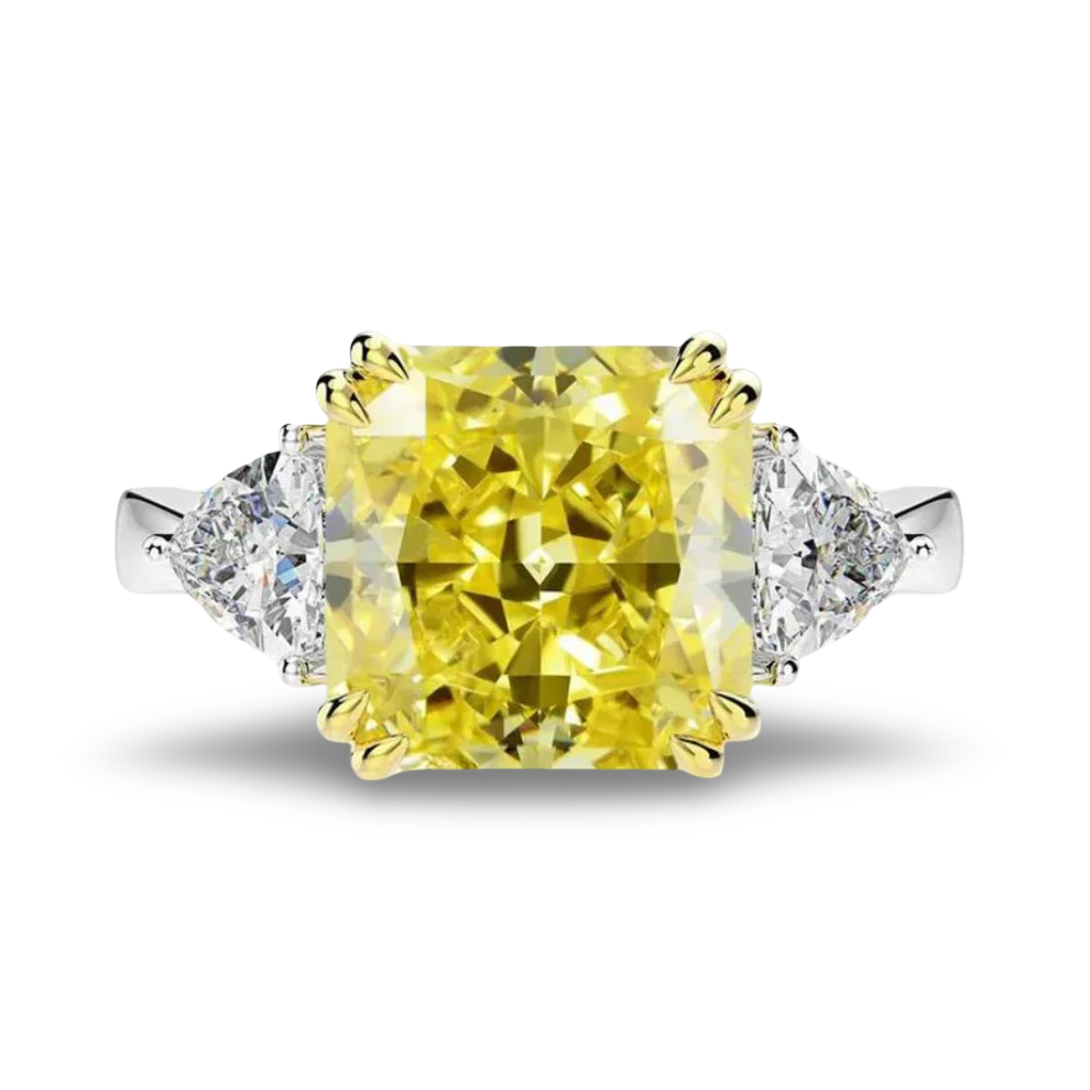 9.52 Carat, Fancy Yellow, Princess Cut, Cocktail Ring