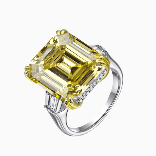 9.52 Carat, Yellow Diamond, Asscher Cut Cocktail Ring - Margalit Rings