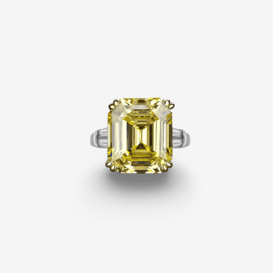 9.52 Carat, Fancy Yellow, Asscher Cut Cocktail Ring - MargalitRings