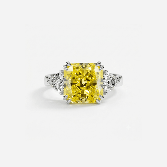 9.52 Carat, Fancy Yellow, Princess Cut, Cocktail Ring - MargalitRings