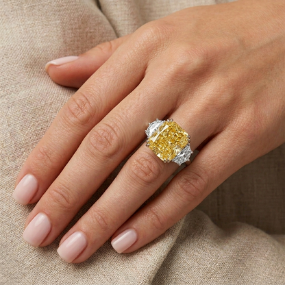 9 Carat, Fancy Yellow, Radiant Cut, Cocktail Ring
