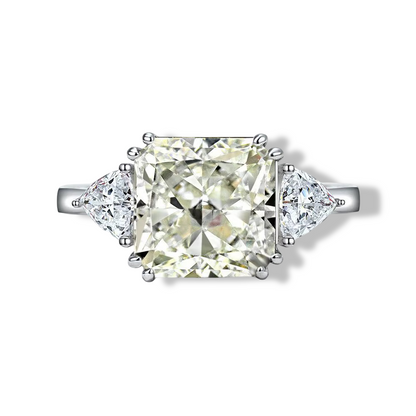 A 3 Carat, Princess Cut, Light Yellow, cocktail ring, Sterling Silver