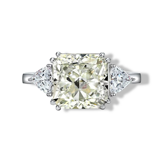 A 3 Carat, Princess Cut, Light Yellow, cocktail ring, Sterling Silver