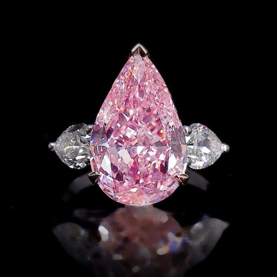 8 Carat, Anna Kournikova, Fancy Pink, Pear Shape Cocktail Ring