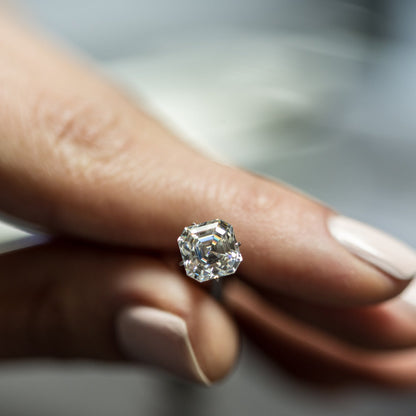 Asscher Cut Diamond Studs, Sterling Silver, 2 Carat
