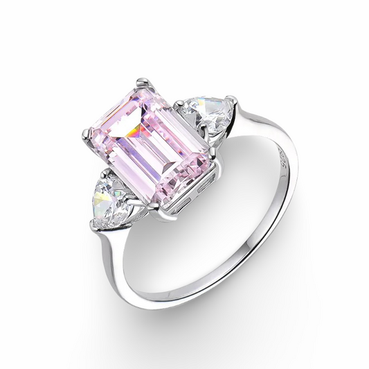 Pink Emerald Cut, 3 Carat Engagement Ring