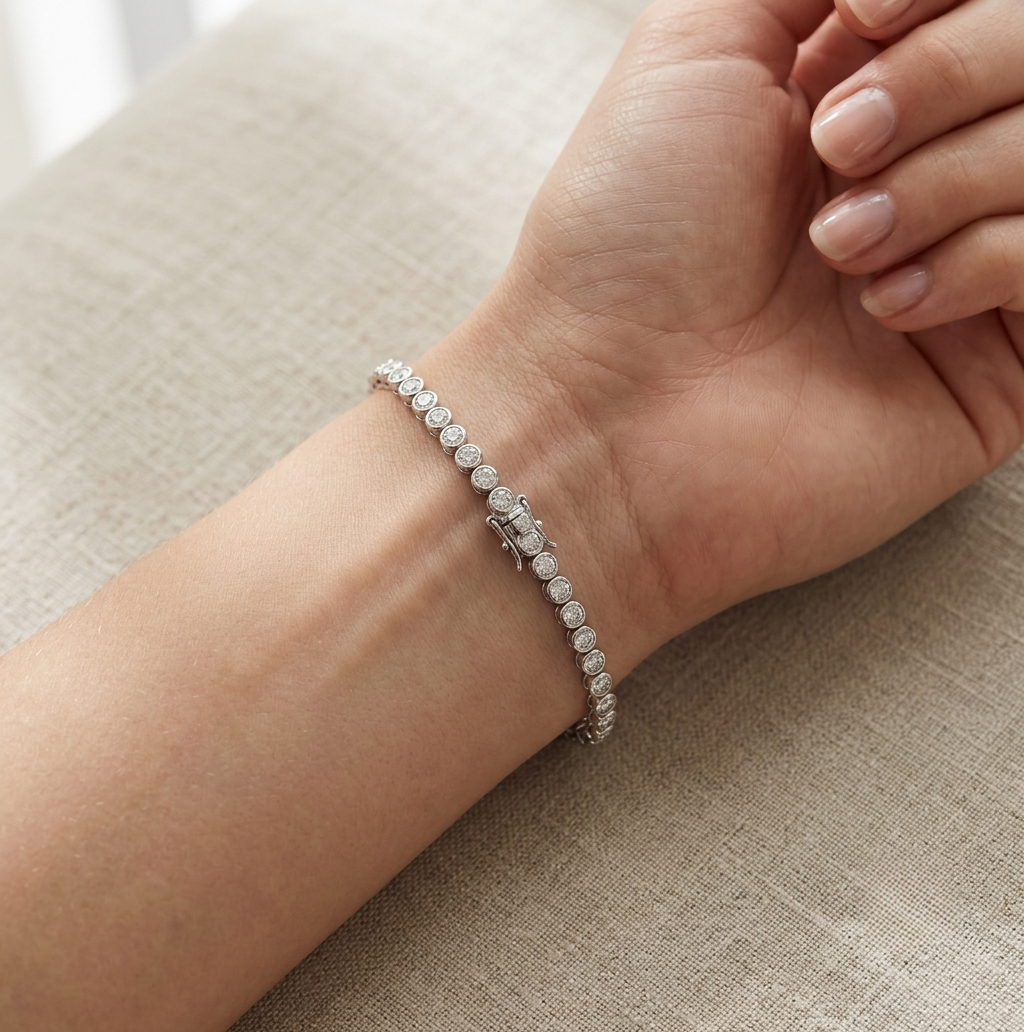 Bezel Set Bezel Set Tennis Bracelet, Sterling Silver
