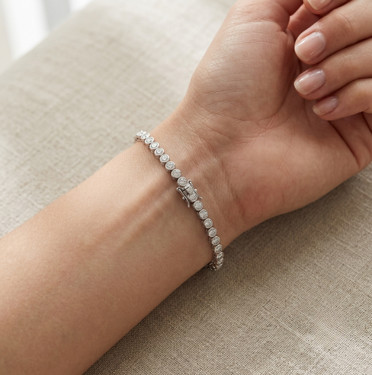 Bezel Set Bezel Set Tennis Bracelet, Sterling Silver