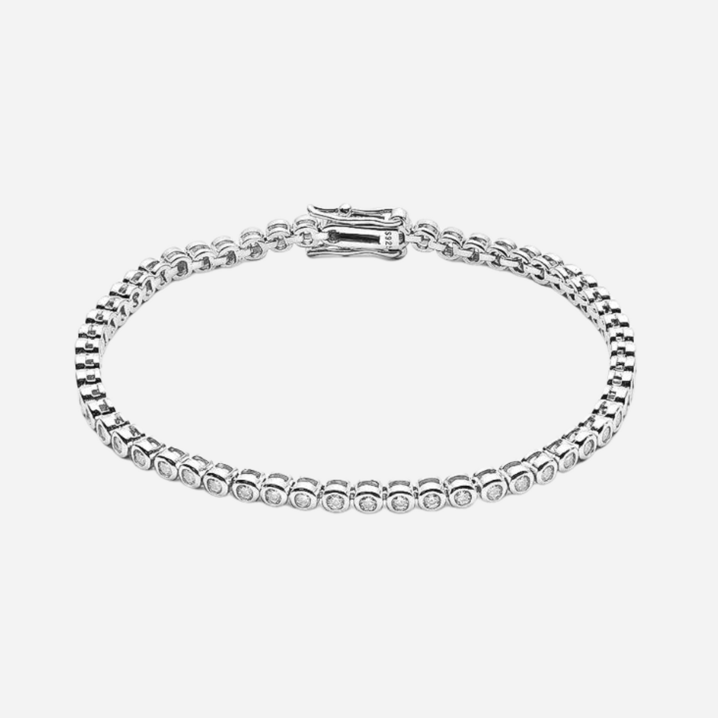 Bezel Set, Sterling Silver Diamond Tennis Bracelet