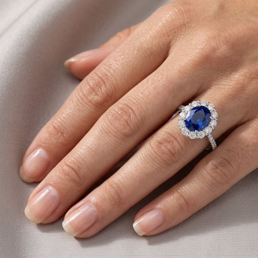 Blue Sapphire Engagement Ring, 2 Carats
