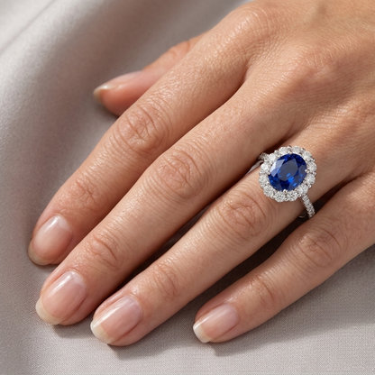 Blue Sapphire Engagement Ring, 2 Carats
