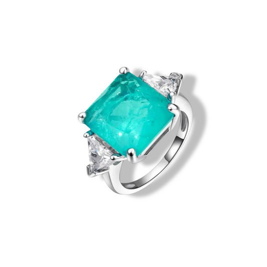 Brazilian Paraiba, 3 Carat, Tourmaline & Diamond, Gemstone Ring