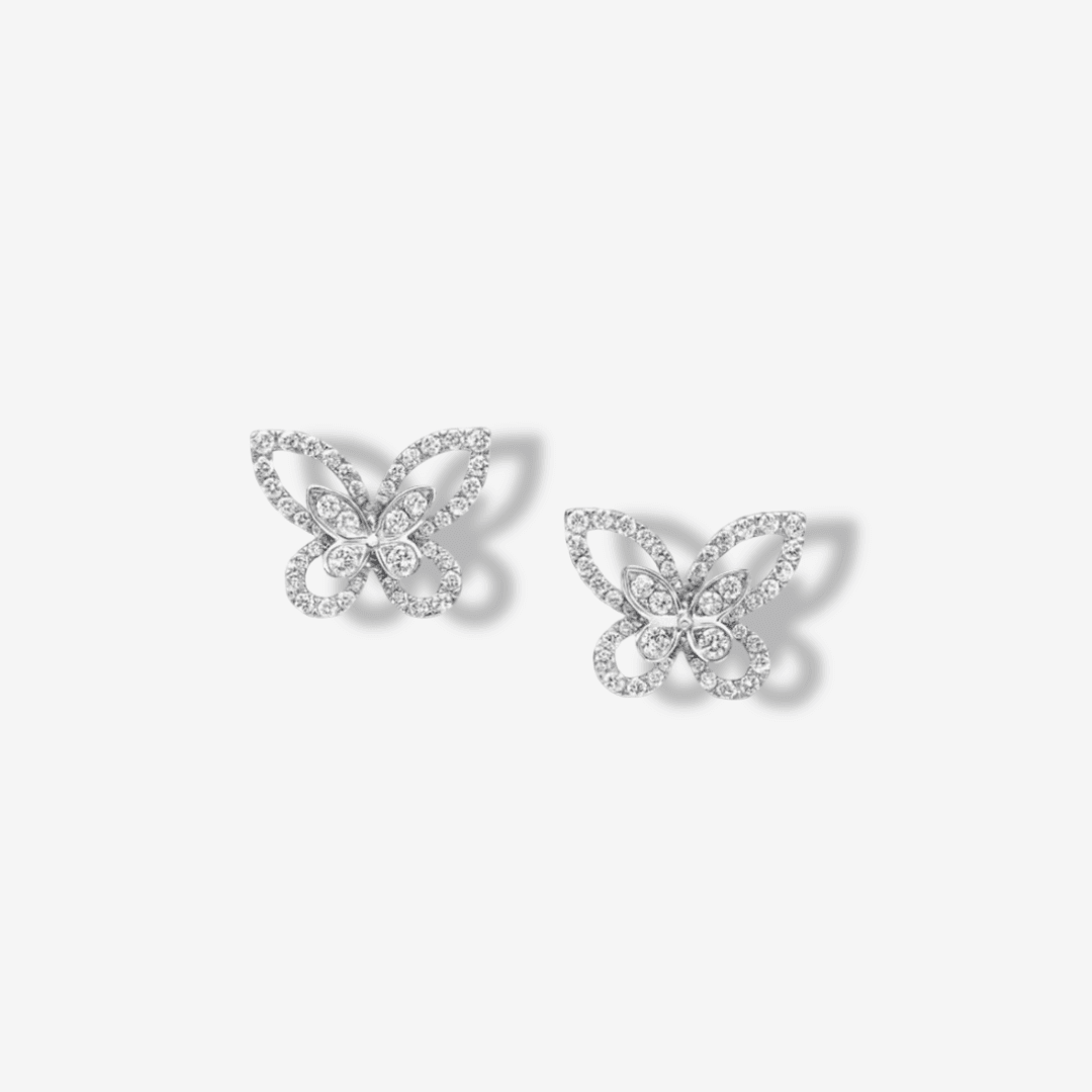 Butterfly Silhouette, Bridal Studs in Silver - MargalitRings