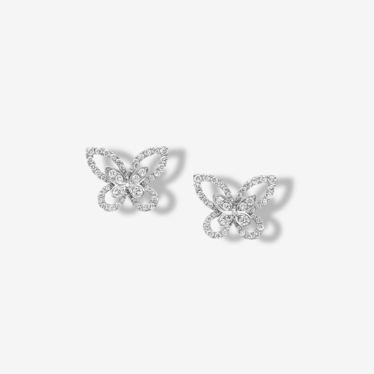 Butterfly Silhouette, Bridal Studs in Silver - MargalitRings