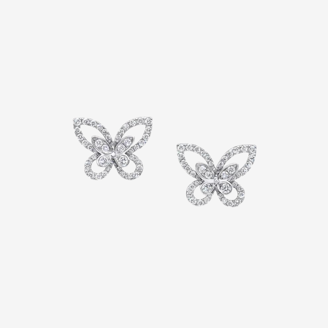 Butterfly Silhouette, Bridal Studs in Silver